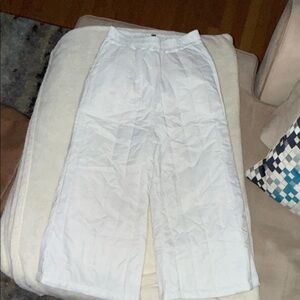 White Quilted Elastic Waist Pull-On Pants